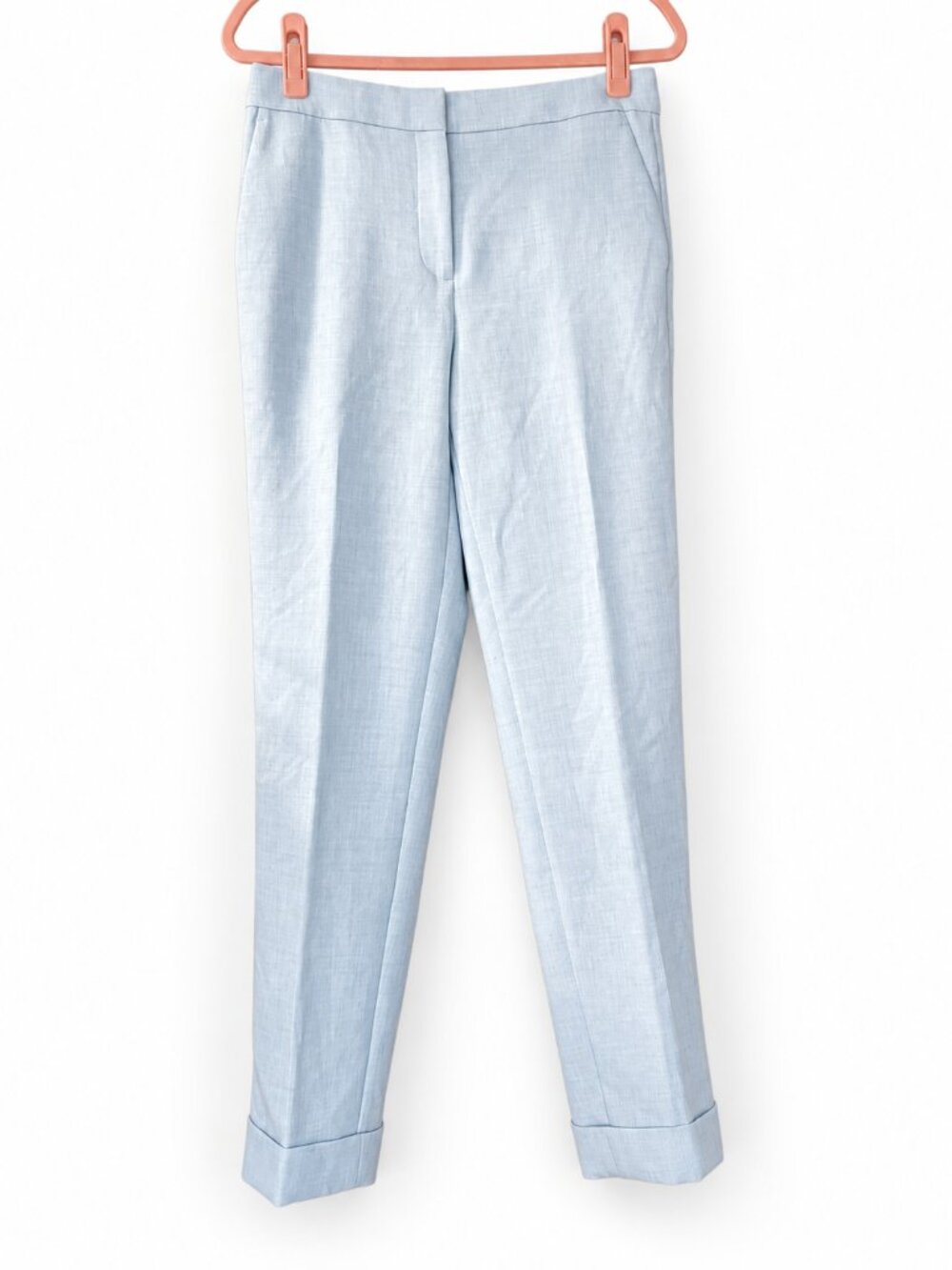 Ann Taylor Cuffed Light Blue Straight Leg Trousers Pants 4T Tall